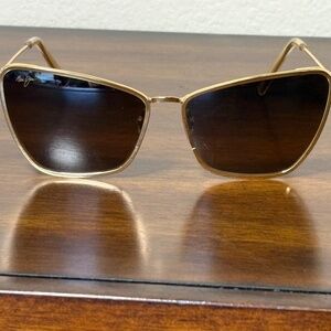 Maui Jim Puakenikeni MJ 823-16 Polarized Gold Metal Sunglasses w/ Case-NWOT